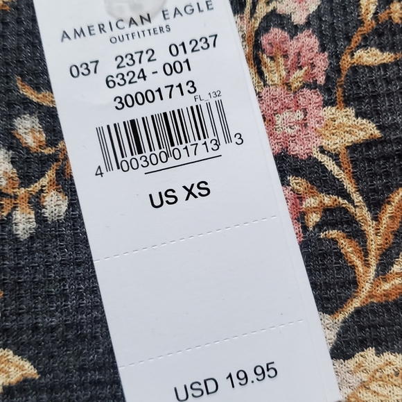 American Eagle Crop Flower Top XS Blue - Picture 3 of 4